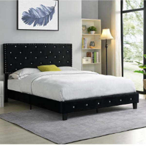 Queen Upholstered Bed black