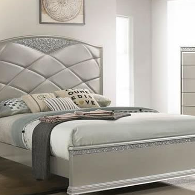 Queen Upholstered Panel Bed in Champagne (Queen)B4780-Q